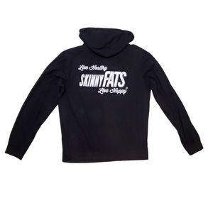 SkinnyFats Live‎ Healthy Women's Black Full Zip Up Light Weight Hoodie XL